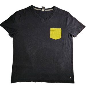 Mens The Hawk V-Neck T-Shirt With Yellow Pocket
